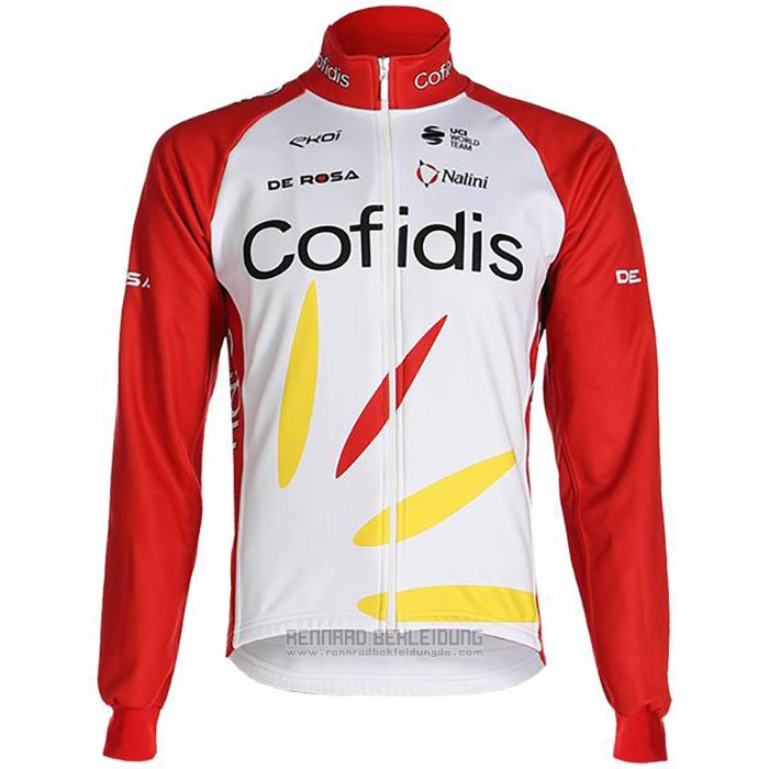 2020 Fahrradbekleidung Cofidis Wei Rot Trikot Langarm und Tragerhose - zum Schließen ins Bild klicken